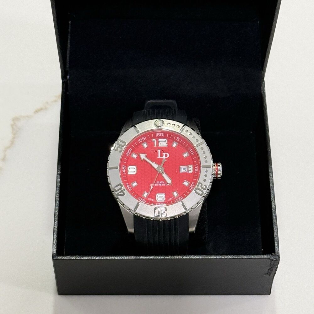 Lucien Piccard LP-2111RD Men’s Watch Red Dial Stainless Steel Quartz 20ATM